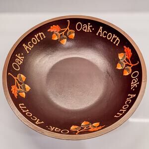 Vintage Hand Painted Oak and Acorn Fall Bowl-Designs by Kathy, Fall Decor-11”H